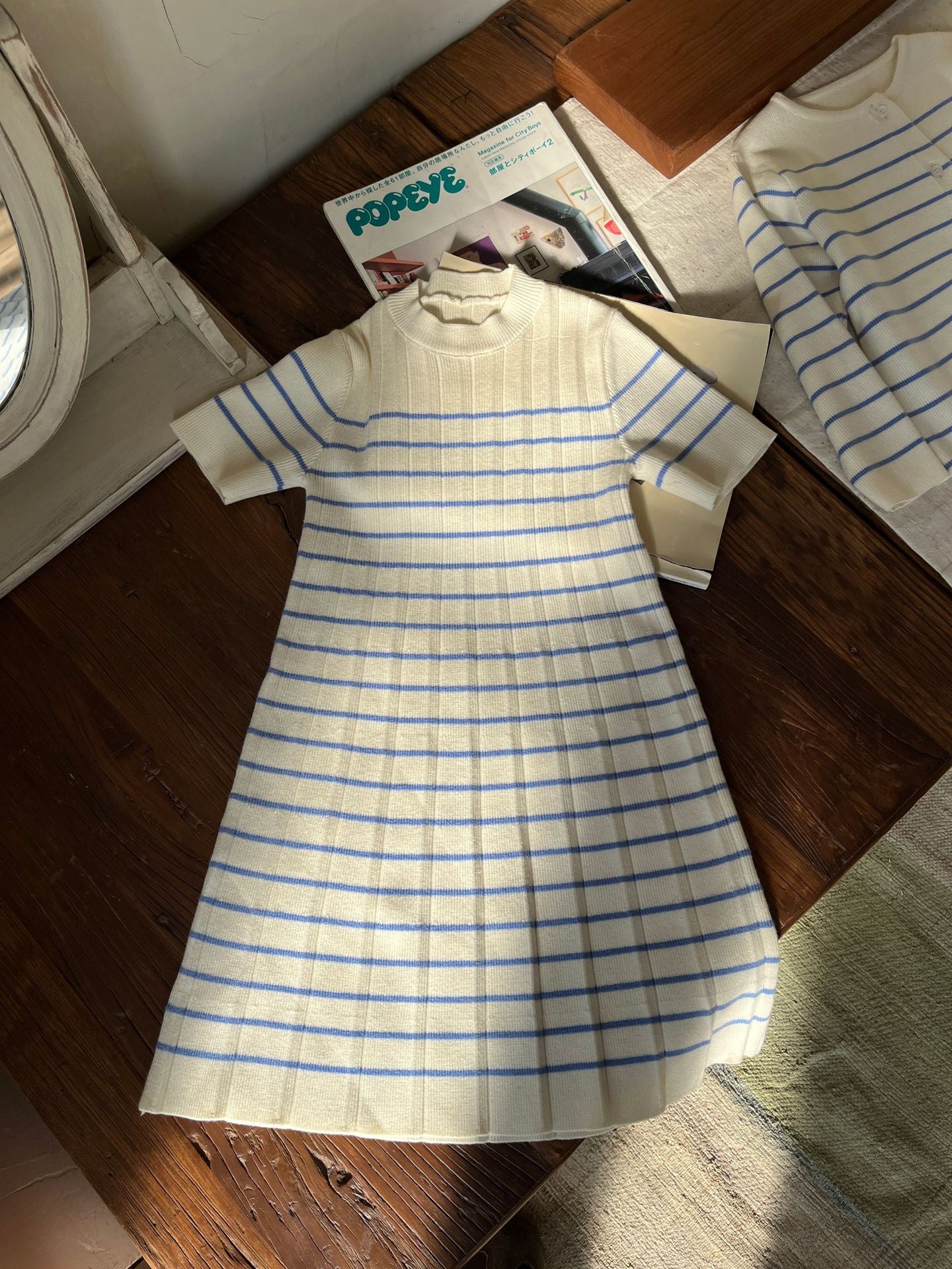 Angelic British-style Striped Knit Dress