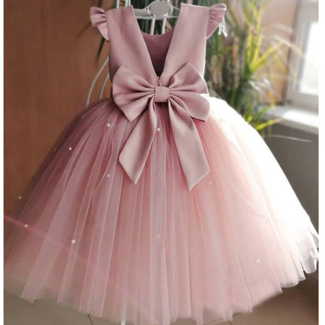 Amazing Girls' Princess Dress for Birthday with Bowknot