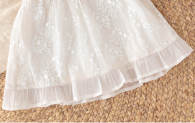 Amazing Cotton Thread Lace Embroidered Princess Gown
