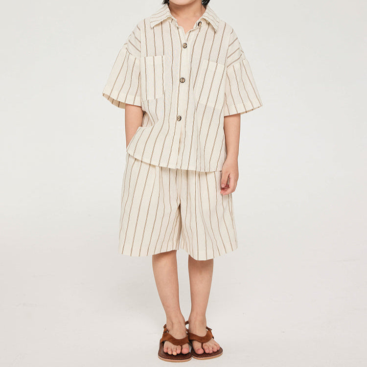 Cool and breathable linen-cotton striped boys