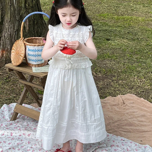 Angelic Cotton Thread Lace Embroidered Mesh Dress