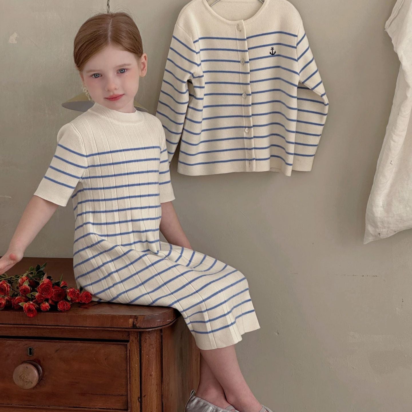 Angelic British-style Striped Knit Dress