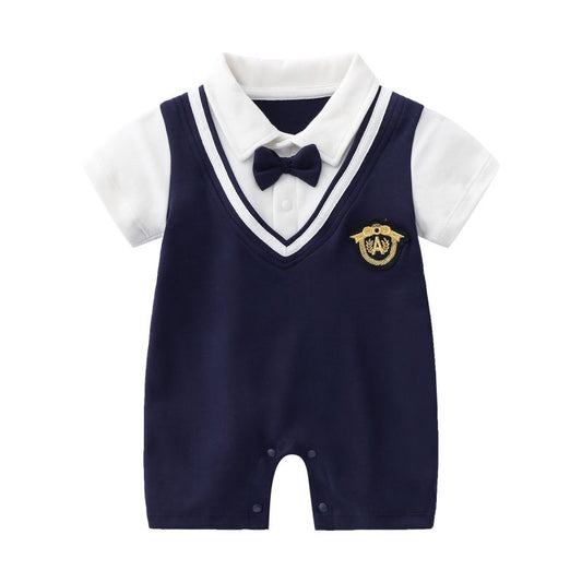 Soft Cotton College-Style Jumpsuit for Baby Boys