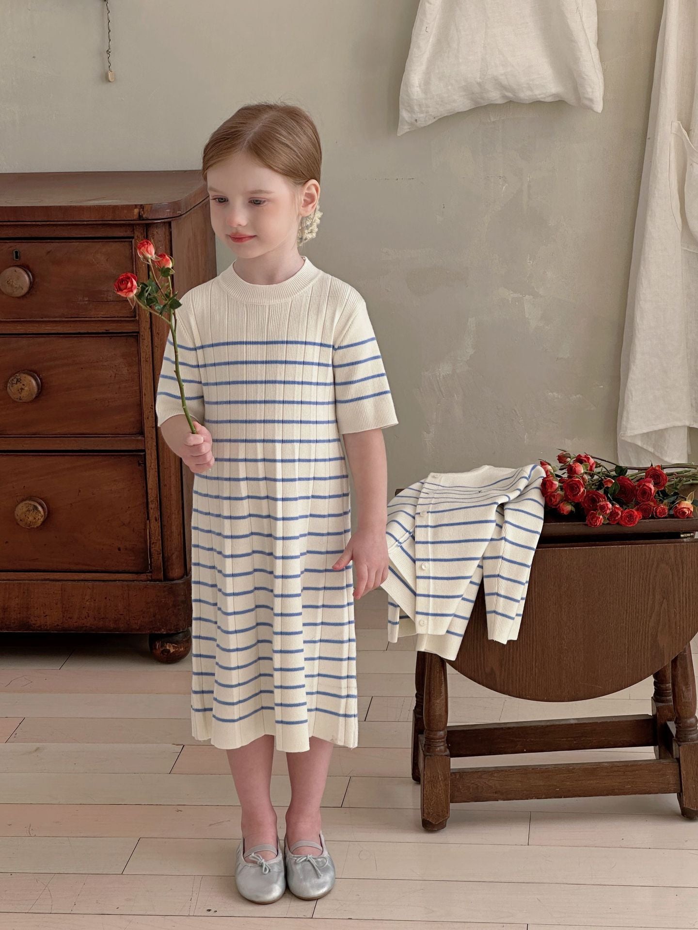 Angelic British-style Striped Knit Dress