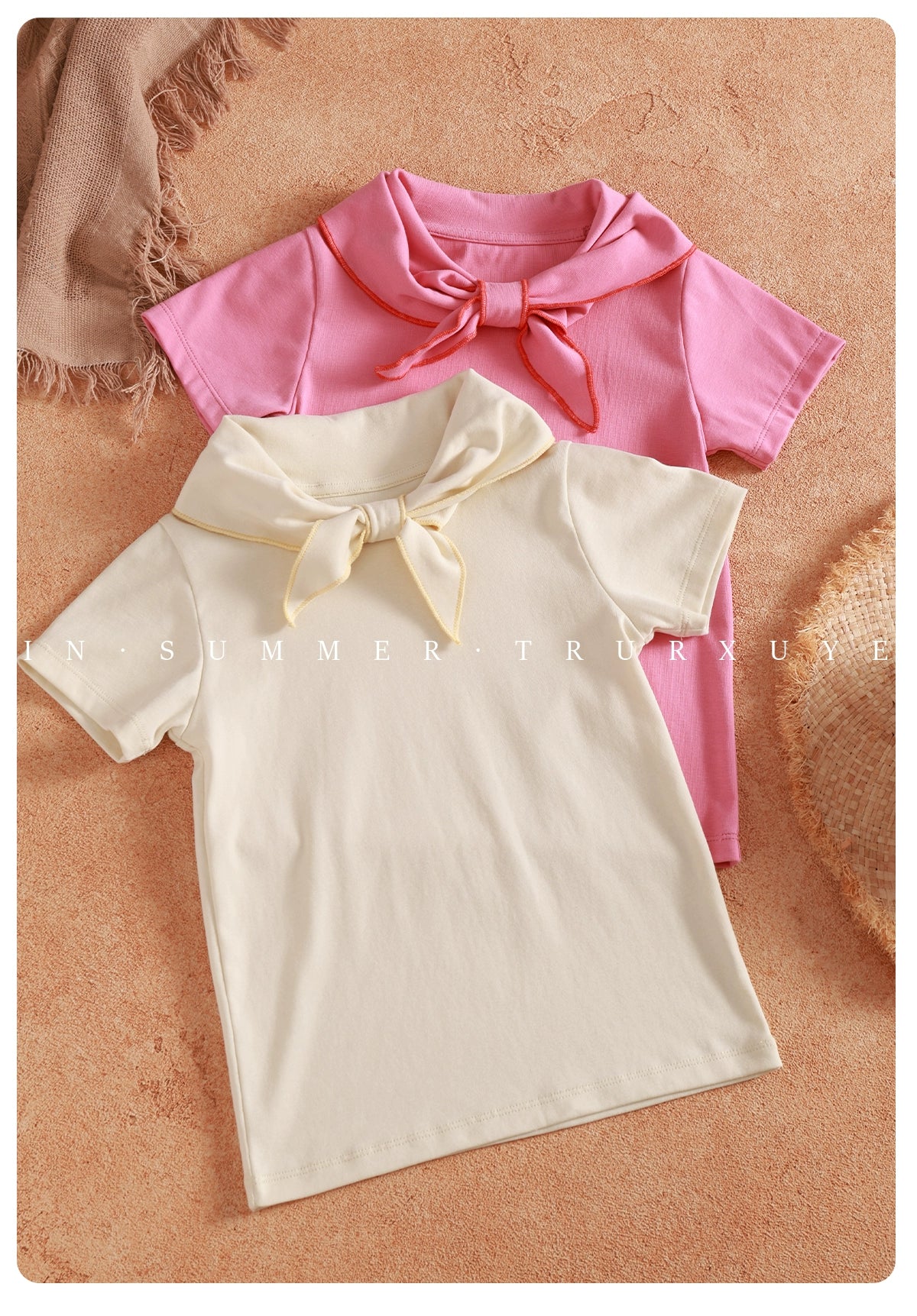 Angelic Bow tie short sleeve baby girl T-shirt