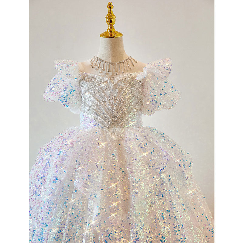 Girls' Luxurious Elegant Sparkly Princess Dress