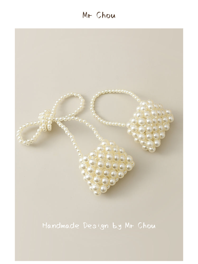 Girls pearl woven bag