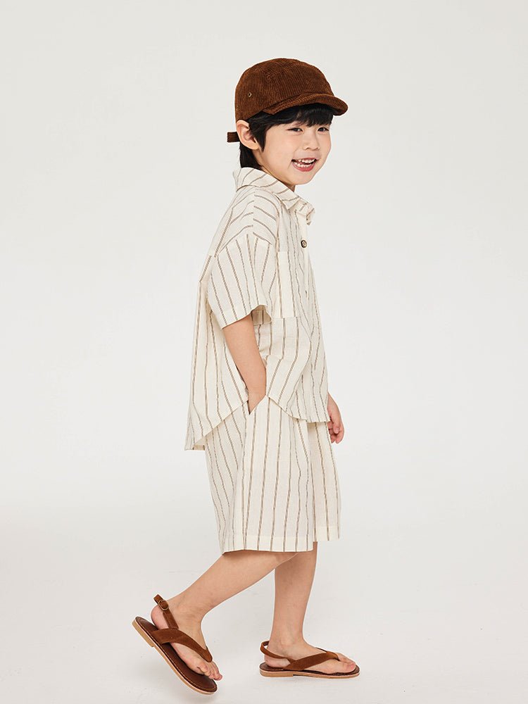 Cool and breathable linen-cotton striped boys