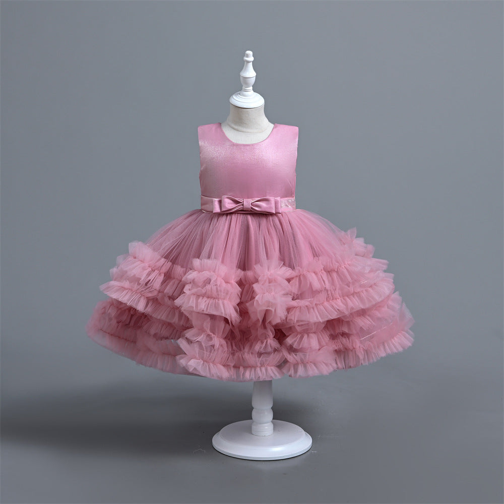 Girl's Formal Dress with Bowknot Design