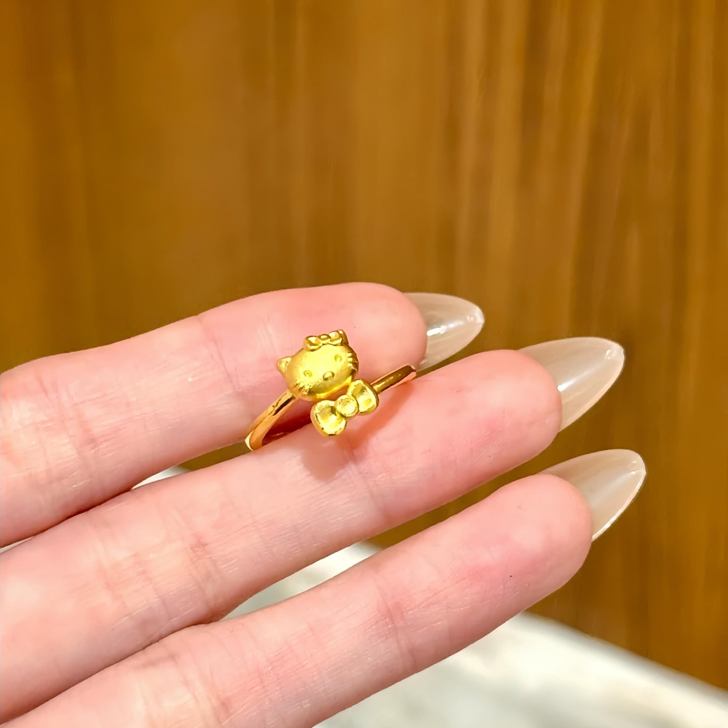 HelloKitty Bow Simulation Gold Ring