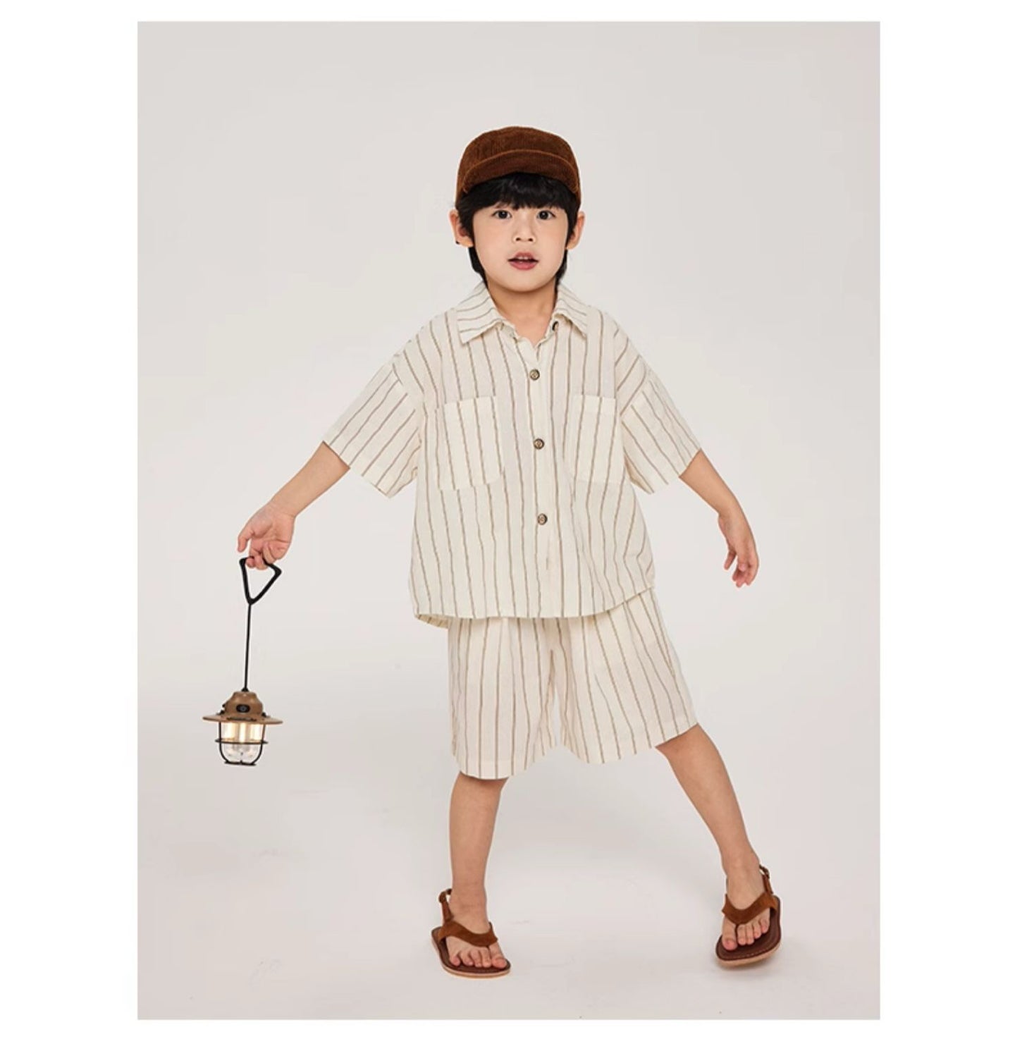 Cool and breathable linen-cotton striped boys