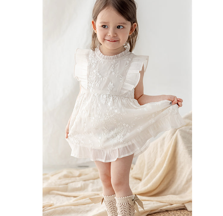 Cotton Thread Lace Embroidered Princess Gown