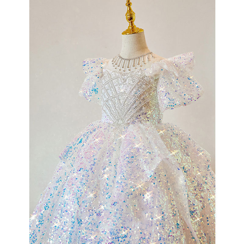 Girls' Luxurious Elegant Sparkly Princess Dress