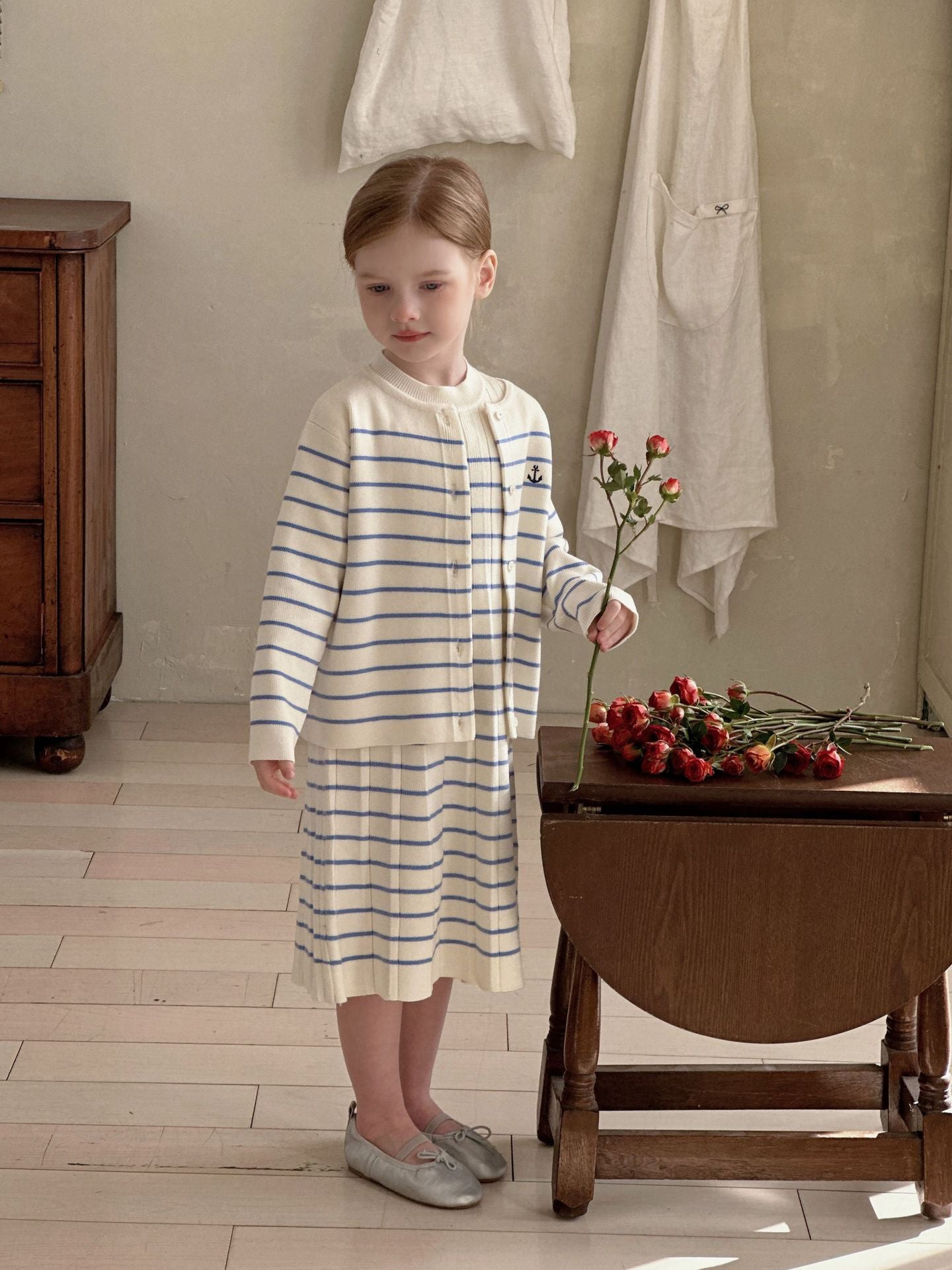 Angelic British-style Striped Knit Dress