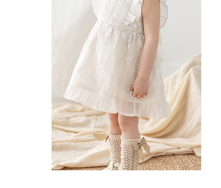 Cotton Thread Lace Embroidered Princess Gown