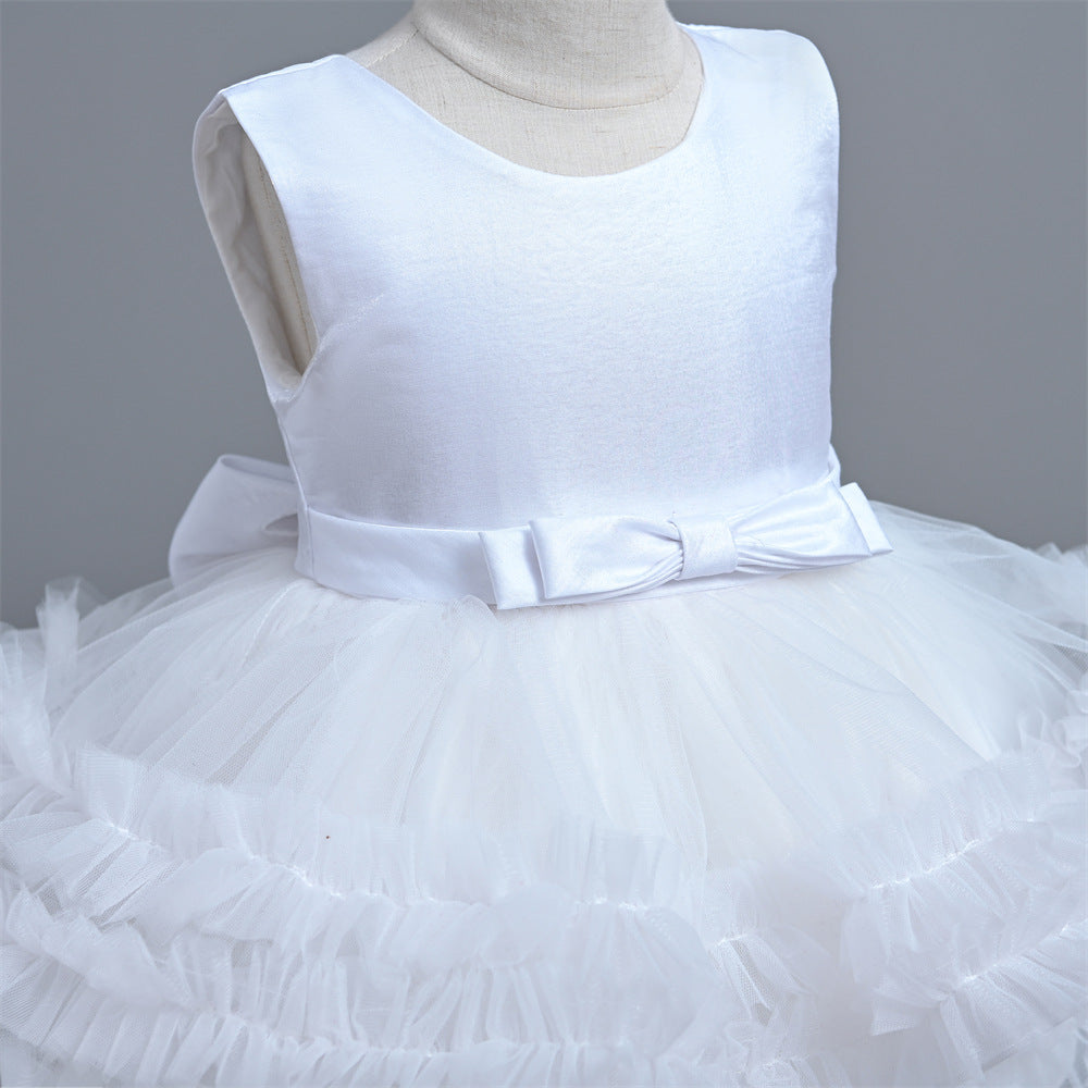 Girl's Formal Dress with Bowknot Design