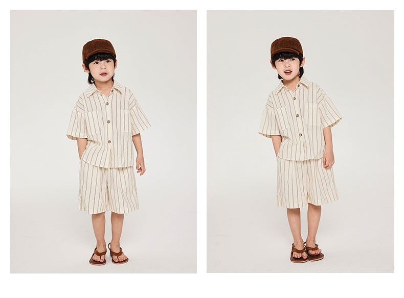 Cool and breathable linen-cotton striped boys