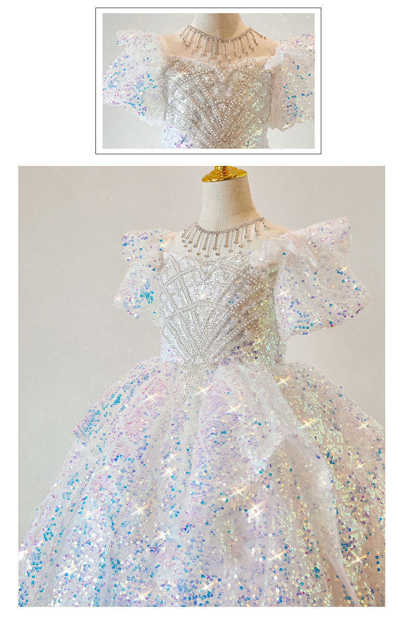 Girls' Luxurious Elegant Sparkly Princess Dress