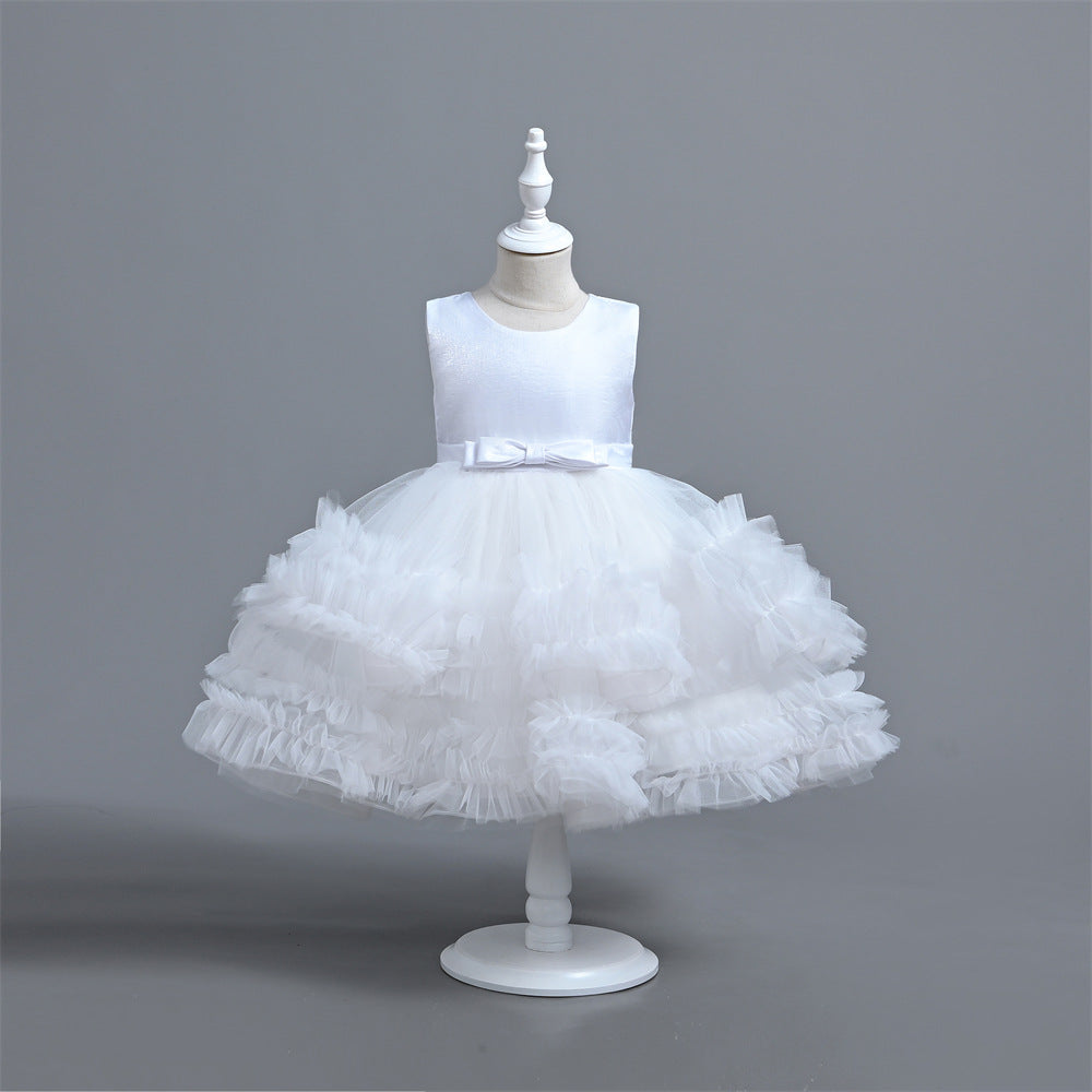 Girl's Formal Dress with Bowknot Design