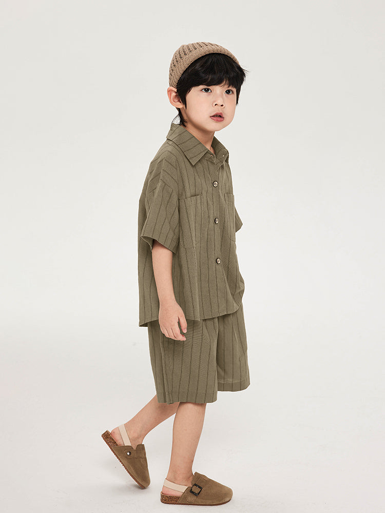 Cool and breathable linen-cotton striped boys