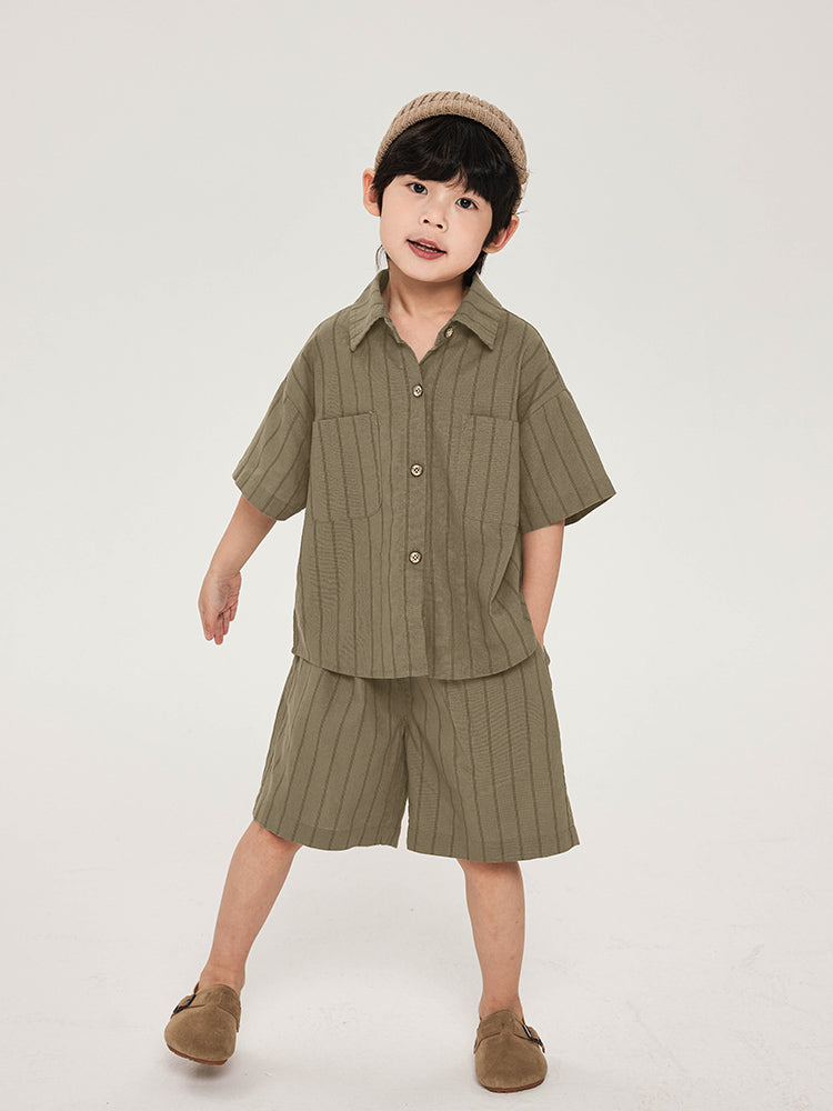 Cool and breathable linen-cotton striped boys