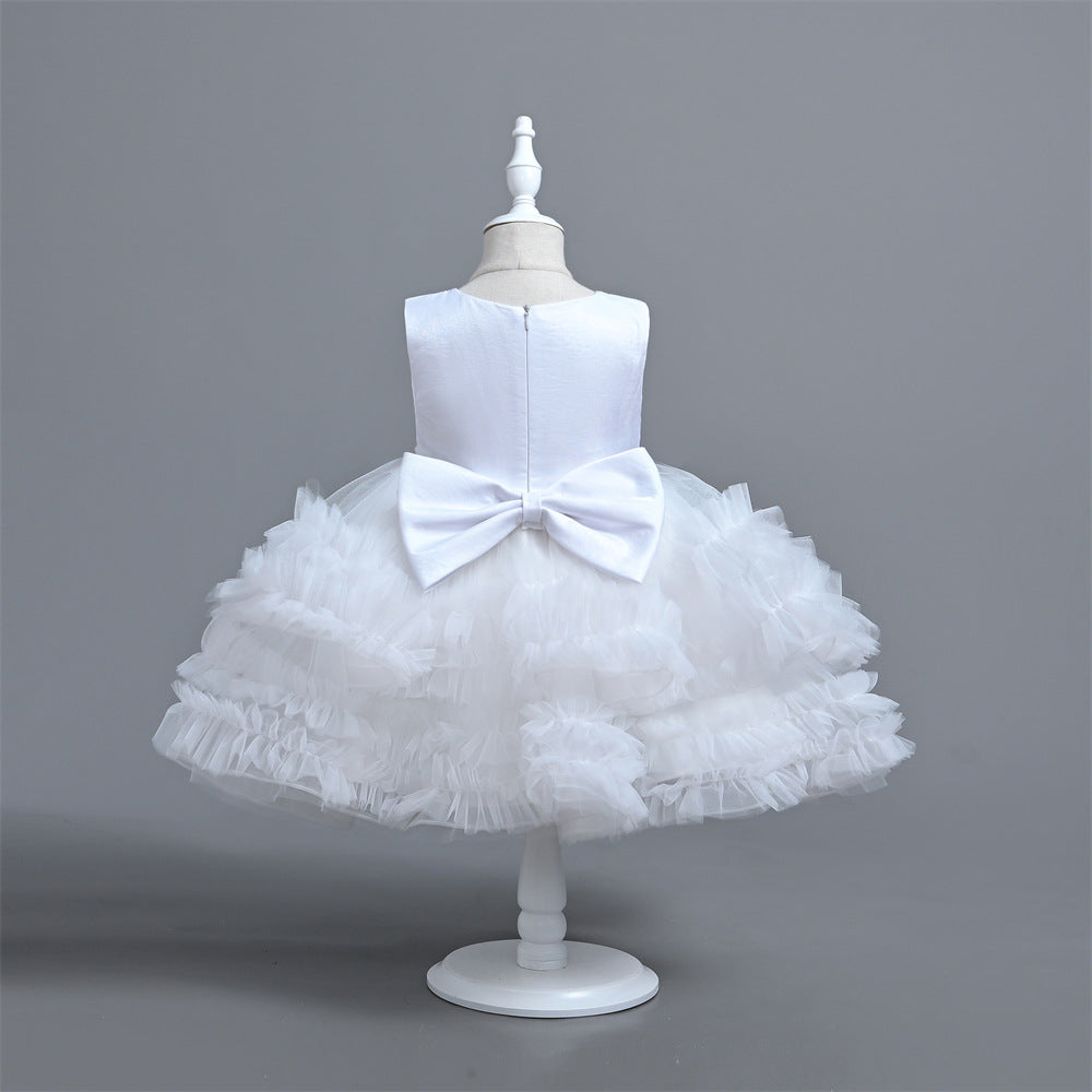 Girl's Formal Dress with Bowknot Design