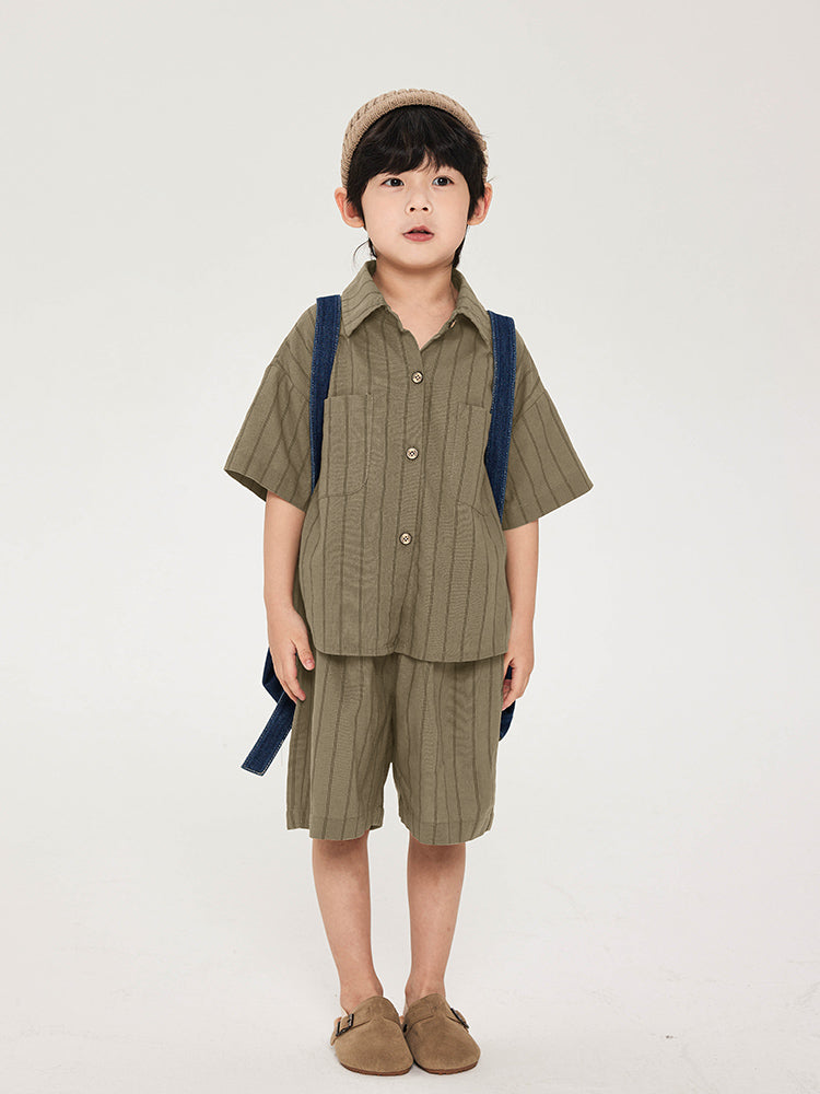 Cool and breathable linen-cotton striped boys