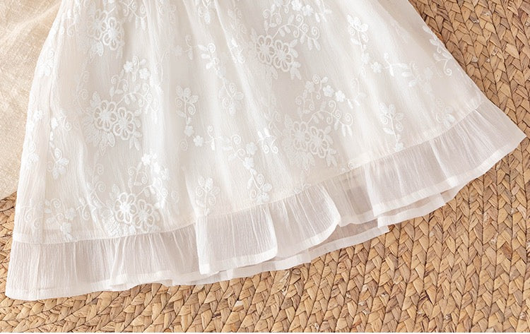 Cotton Thread Lace Embroidered Princess Gown