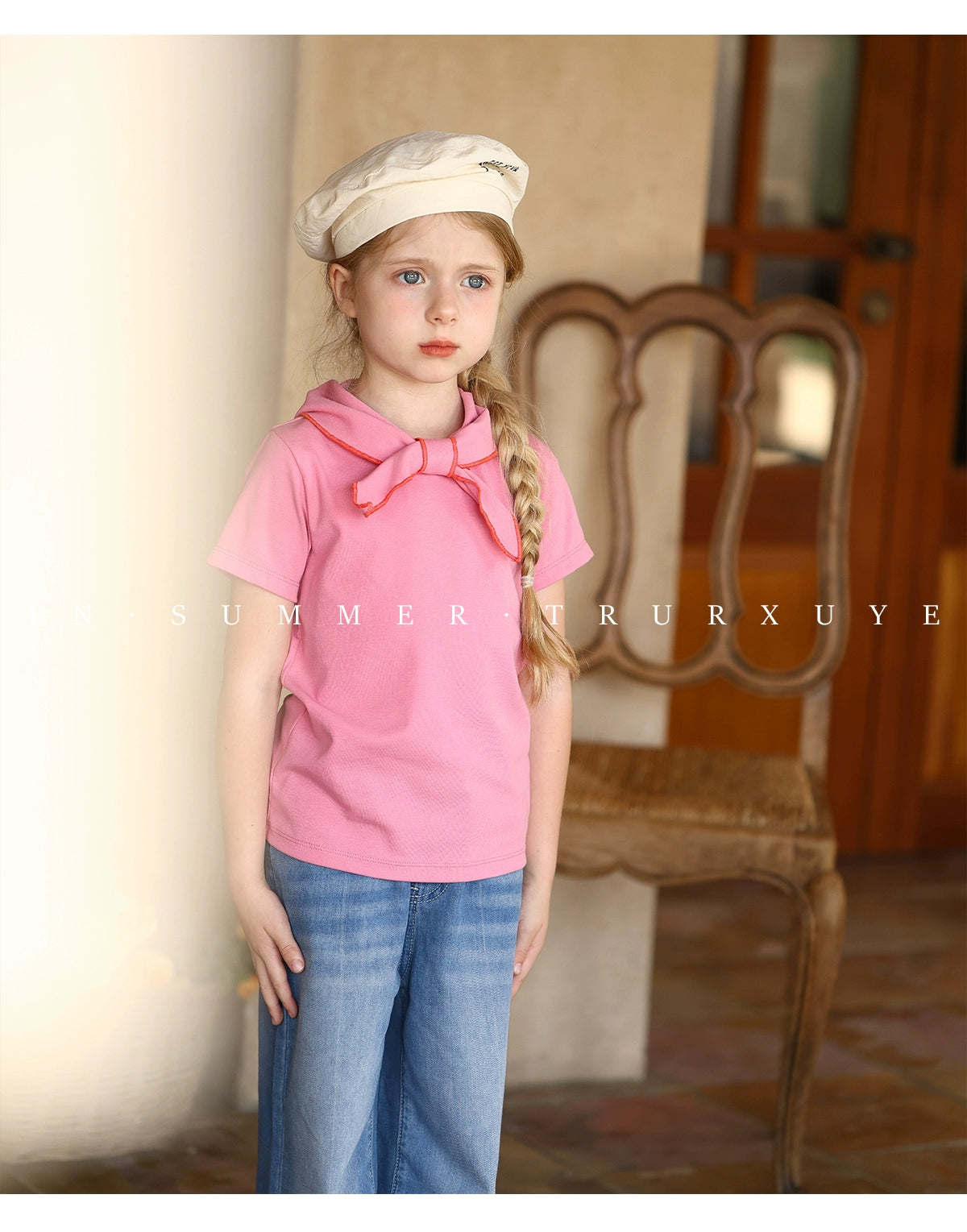 Angelic Bow tie short sleeve baby girl T-shirt