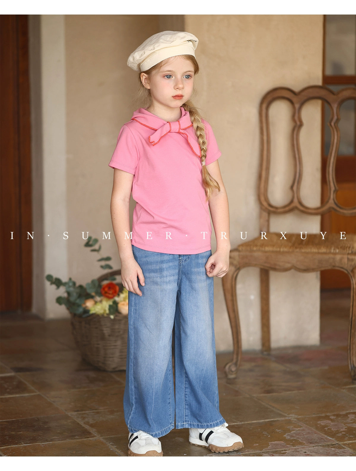 Angelic Bow tie short sleeve baby girl T-shirt