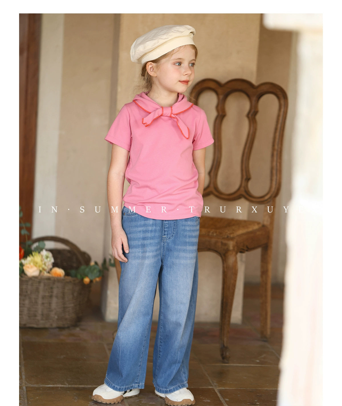 Angelic Bow tie short sleeve baby girl T-shirt