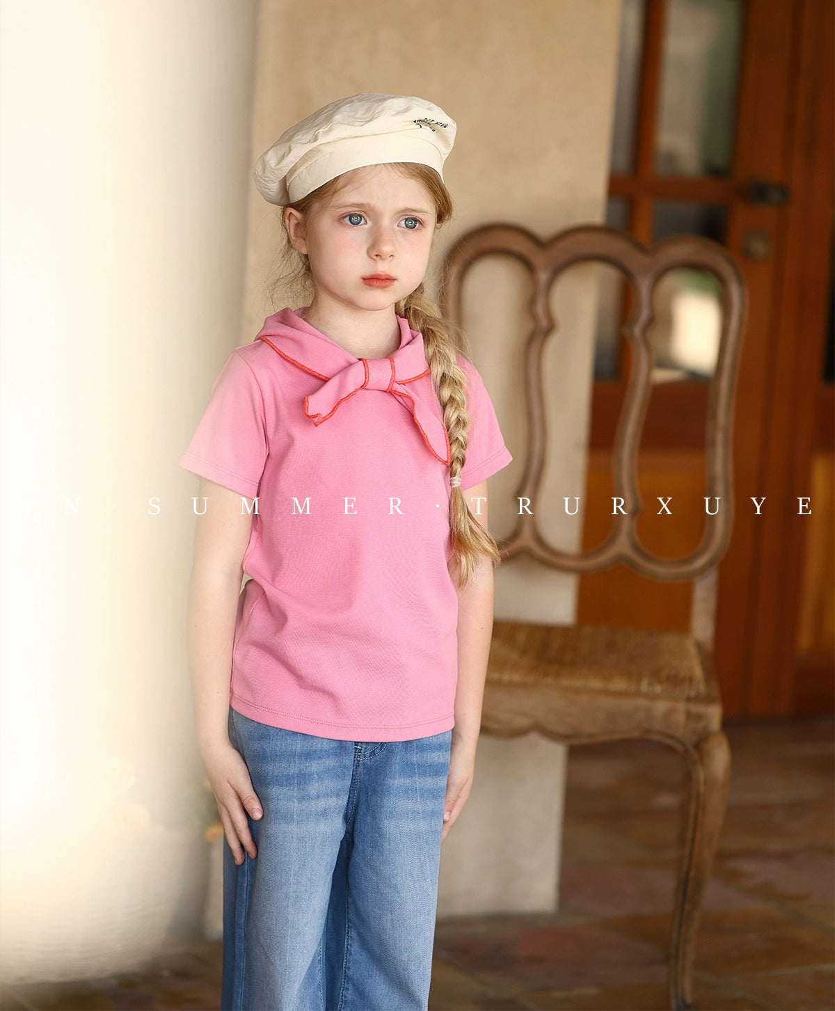 Angelic Bow tie short sleeve baby girl T-shirt